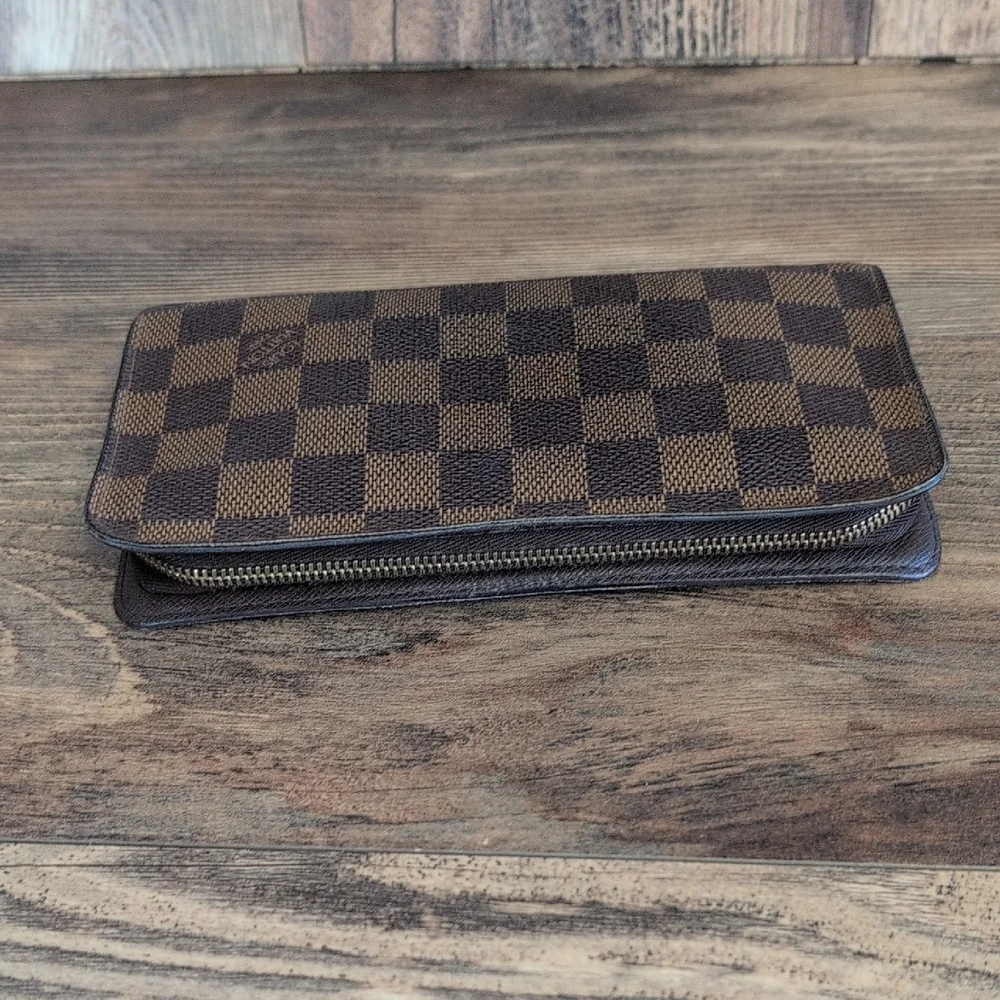 Louis Vuitton Rich Brown Damier Ebene Leather Zippy Long Wallet